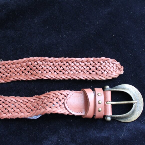 FREE PEOPLE We The Free Brix Leather Belt Brown Woven leather M/L - Picture 3 of 4